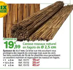 Provence Outillage Canisse roseaux naturel en fagots de ø 2,5 cm offre