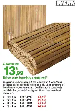 Provence Outillage WERKA PRO Brise vue bambou naturel offre