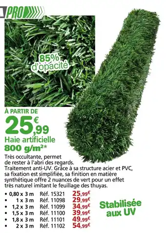 Provence Outillage WERKA PRO Haie artificielle 800 g/m²* offre