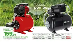 Provence Outillage Pompes surpresseurs 220 volts offre