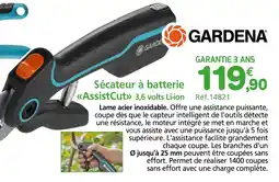 Provence Outillage GARDENA Sécateur à batterie «AssistCut» 3,6 volts Li-ion offre