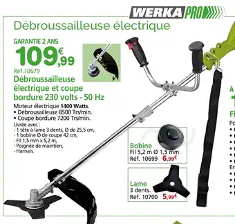 Provence Outillage WERKA PRO Débroussailleuse électrique et coupe bordure 230 volts - 50 Hz offre