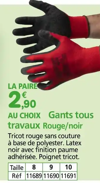 Provence Outillage Gants tous travaux Rouge/noir offre