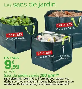 Provence Outillage Sacs de jardin carrés 200 g/m² offre