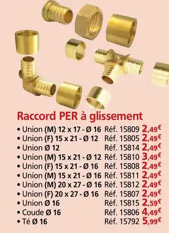 Provence Outillage Raccord per à glissement offre