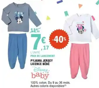 E.Leclerc Pyjama jersey licence bébé offre