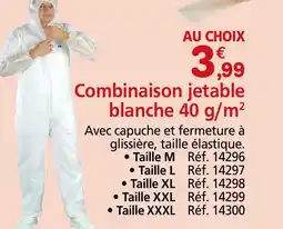 Provence Outillage Combinaison jetable blanche 40 g/m² offre