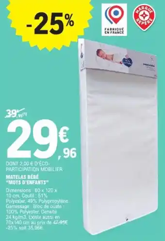 E.Leclerc Matelas bébé mots d'enfants offre