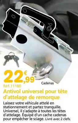 Provence Outillage Antivol universel pour tête d'attelage de remorque offre