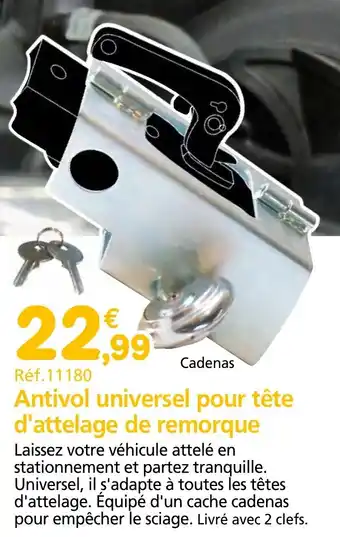 Provence Outillage Antivol universel pour tête d'attelage de remorque offre