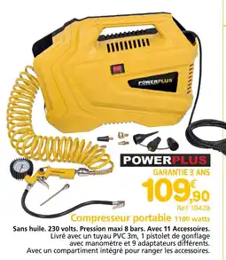 Provence Outillage POWERPLUS Compresseur portable 1100 watts offre