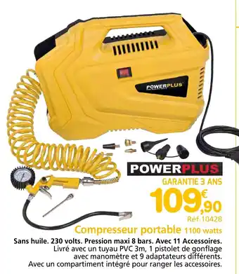 Provence Outillage POWERPLUS Compresseur portable 1100 watts offre