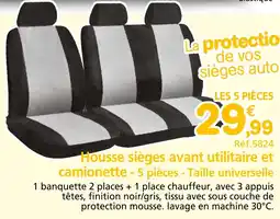 Provence Outillage Housse sièges avant utilitaire et camionette - 5 pièces - Taille universelle offre