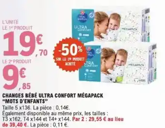 E.Leclerc Changes bébé ultra confort mégapack mots d'enfants offre