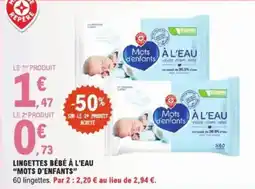 E.Leclerc Lingettes bébé à l'eau mots d'enfants offre