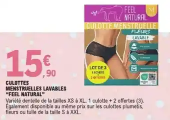 E.Leclerc Culottes menstruelles lavables feel natural offre