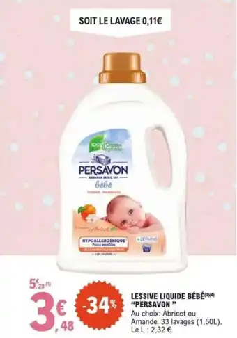 E.Leclerc Lessive liquide bébé persavon offre