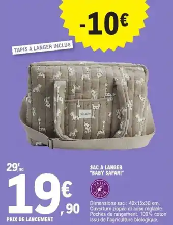 E.Leclerc Sac a langer baby safari offre