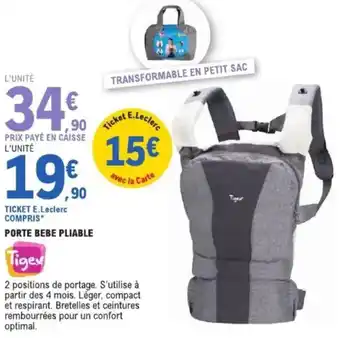 E.Leclerc Porte bebe pliable offre