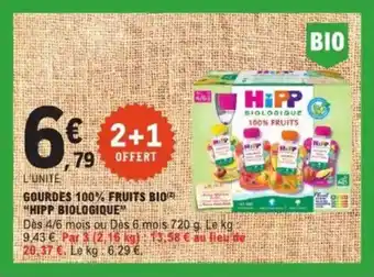 E.Leclerc Gourdes 100% fruits bio hipp biologique offre