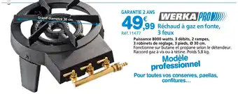 Provence Outillage WERKA PRO Réchaud à gaz en fonte, offre