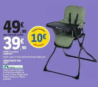 E.Leclerc Chaise haute fixe lily offre