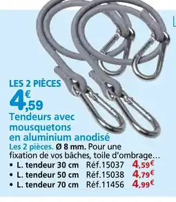 Provence Outillage Tendeurs avec mousquetons en aluminium anodisé offre