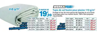 Provence Outillage WERKA PRO Tapis de sol feutre pour piscine 110 g/m² offre