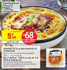 Intermarché Spaghetti à la bolognaise et parmesan offre