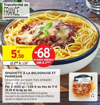 Intermarché Spaghetti à la bolognaise et parmesan offre