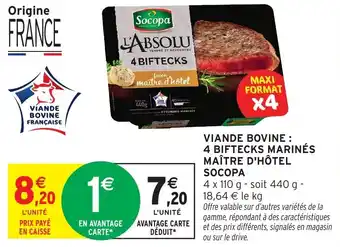 Intermarché Viande bovine : 4 biftecks marinés maître d'hôtel socopa offre