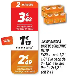 Netto NETTO Jus d'orange à base de concentré offre