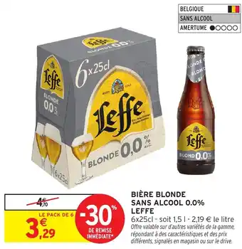 Intermarché Bière blonde sans alcool 0.0% leffe offre