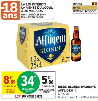 Intermarché Bière blonde d'abbaye affligem offre