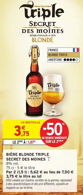 Intermarché Bière blonde triple secret des moines offre