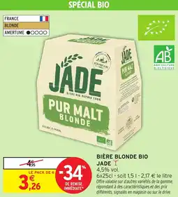 Intermarché Bière blonde bio jade offre