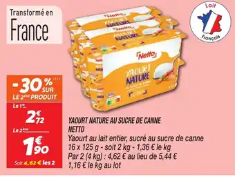 Netto NETTO Yaourt nature au sucre de canne offre