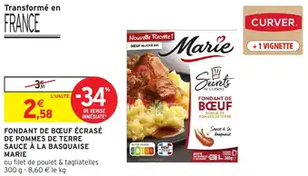 Intermarché Fondant de boeuf écrasé de pommes de terre sauce à la basquaise marie offre