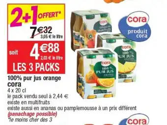 Cora x Carrefour 100% Pur Jus Orange Cora offre