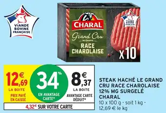 Intermarché Steak haché le grand cru race charolaise 12% mg surgelé charal offre