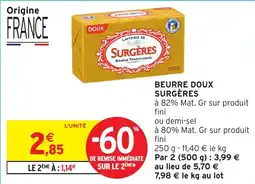 Intermarché Beurre doux surgères offre