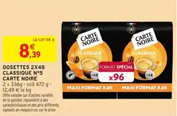 Intermarché Dosettes 2x48 classique n°5 carte noire offre