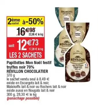 Papillottes Mon Noèl Festif Truffes Noir 70% Rèvillon Chocolatier