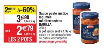 Cora x Carrefour Sauce Pesto Rustico Lègumes Mediterranèens Barilla offre