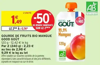 Intermarché Gourde de fruits bio mangue good goût offre