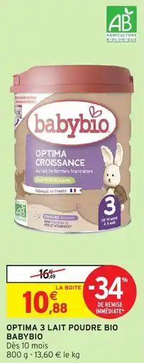 Intermarché Optima 3 lait poudre bio babybio offre