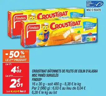 Netto FINDUS Croustibat bâtonnets de filets de colin d'alaska msc panés surgelés offre