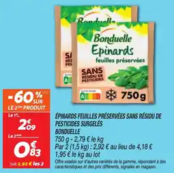 Netto BONDUELLE Épinards feuilles préservées sans résidu de pesticides surgelés offre