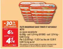 Netto NETTO Filets maquereaux sauce tomate et aux basilic offre