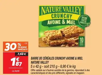 Netto NATURE VALLEY Barre de céréales crunchy avoine & miel offre